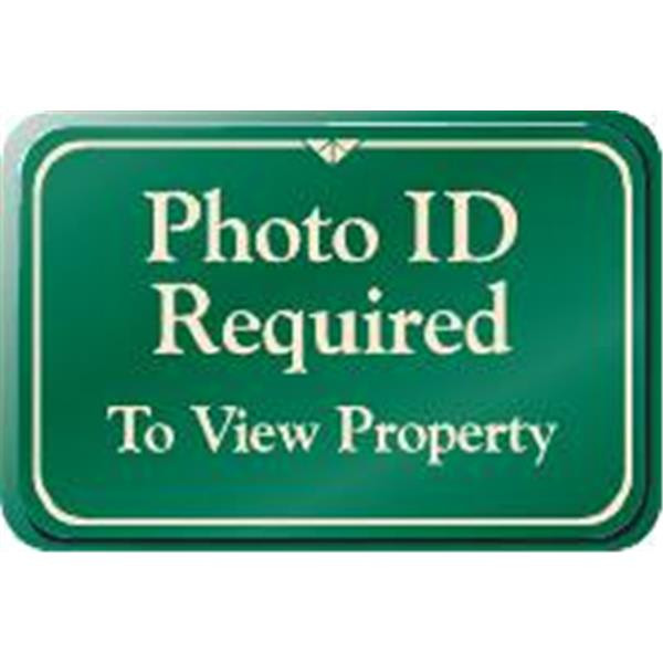 Photo Id Required Interior Sign, Green, 9 X 6