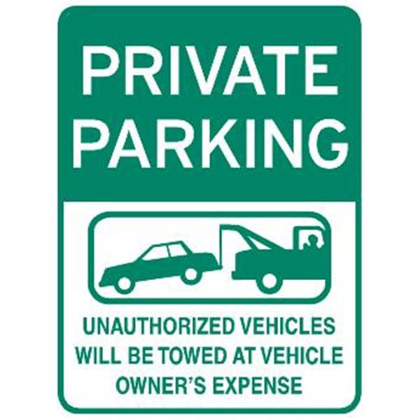 Private/Tow Warning Graphic Sign, Reflective, 18 X 24