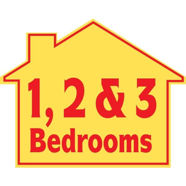 Promotional 1, 2 & 3 Bedrooms House Sign, 22-1/2 X 18