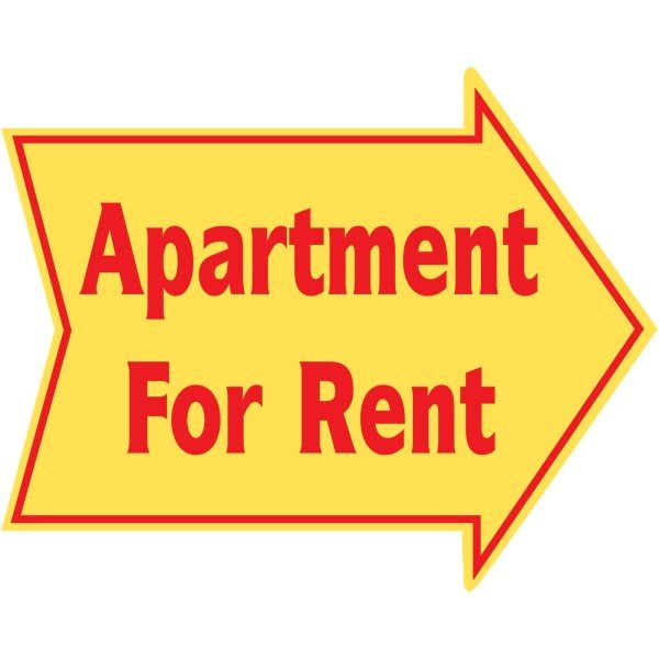 Promotional Apartment For Rent Arrow Sign, 22-1/2 X 18