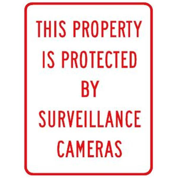 Protected By Surveillance Cameras Sign, Red Non-Reflective, 18 X 24