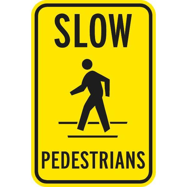 Slow Pedestrian Crossing Symbol Sign, Non-Reflective, 12 X 18
