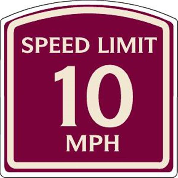 Speed Limit 10 Mph Sign, Ivory On Burgundy, Non-Reflective, 16 X 16