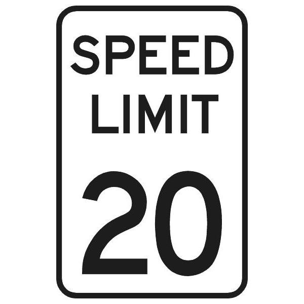 Speed Limit 20 Sign, Reflective, 12 X 18