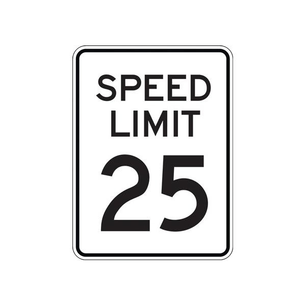 Speed Limit 25 Sign, Reflective, 12 X 18