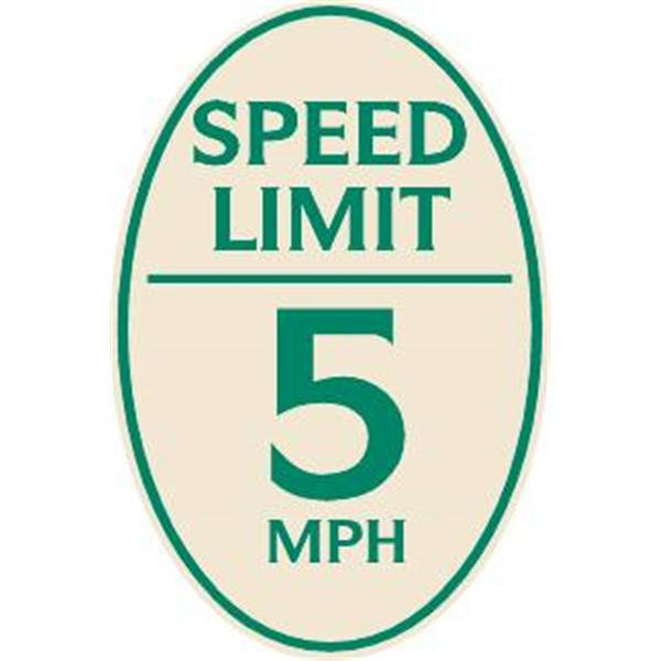 Speed Limit 5 Mph Oval Designer Sign, Green On Ivory, 12 X 18