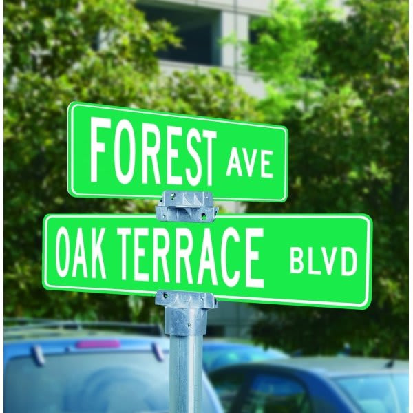 Street Sign Kit For Mounting One Sign On Another, 24 Green Sign