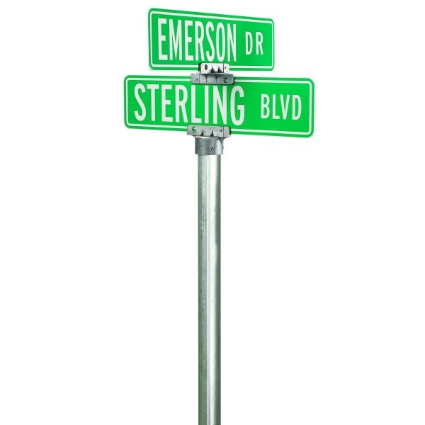 Street Sign Kit For Round Sign Posts, 24 Green Sign