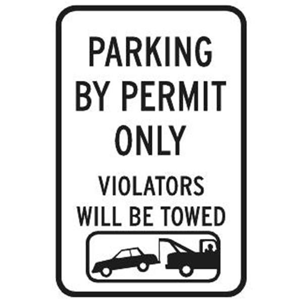 Tow Warning Graphic Sign, Reflective, 12 X 18