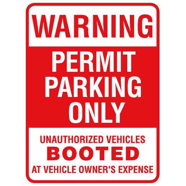 Unauthorized Vehicles Booted Sign, Non-Reflective, 18 X 24