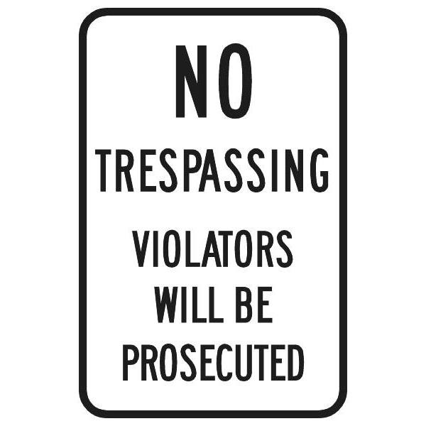 Violators Prosecuted Sign, Black Reflective, 12 X 18