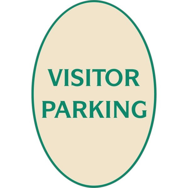 Visitor Parking Oval Designer Sign, Green On Ivory, 12 X 18