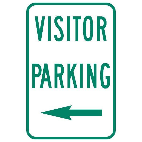 Visitor Parking Sign With Left Arrow, Reflective, 12 X 18