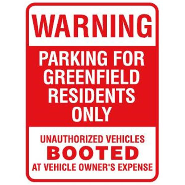 Warning/Parking For...  Sign, Red Non-Reflective, 18 X 24"