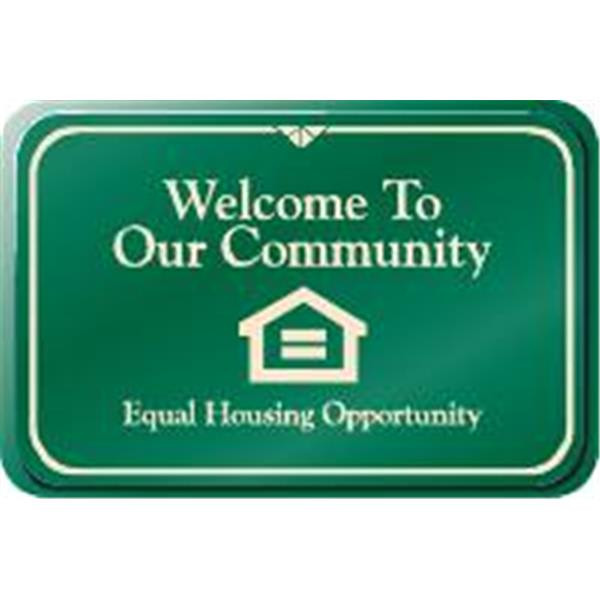 Welcome To Our Community Interior Sign, Green, 9 X 6