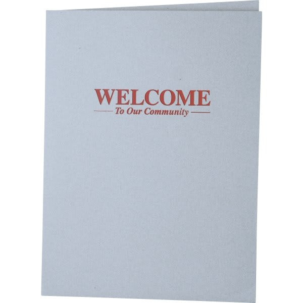 Welcome Folders, Foil Stamped Linen, Gray Package Of 100