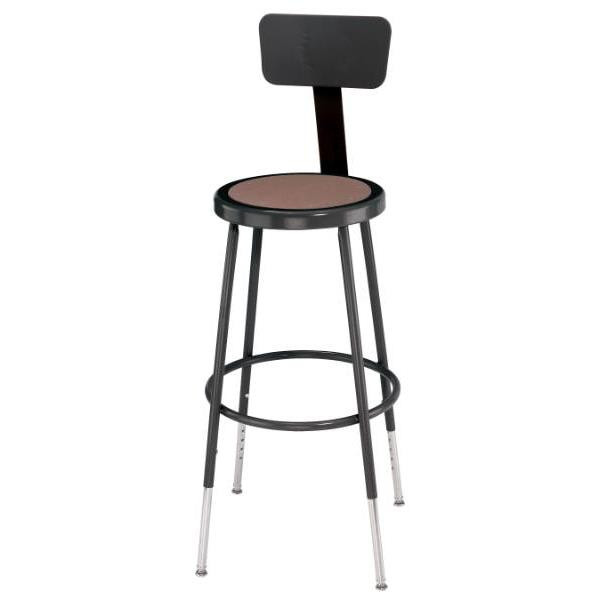 National Public Seating 25 -33" Height Adjustable Heavy Duty Steel Stool With Backrest, Black, Pack Of 24