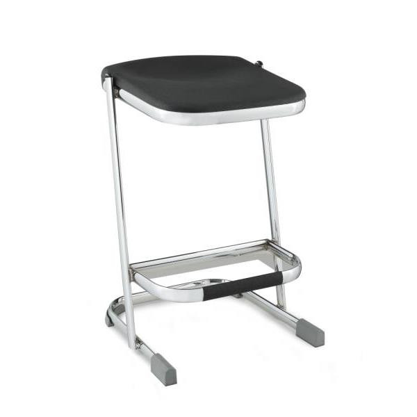 National Public Seating 24" Elephant Z-Stool, Black Seat And Chrome Frame, Pack Of 3
