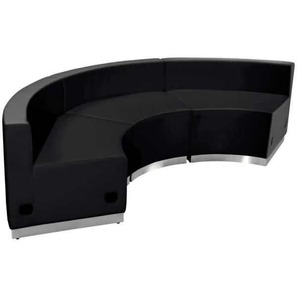Flash Furniture Hercules Alon Series Black Leather Reception Configuration Semi-Circle, 3 Pieces