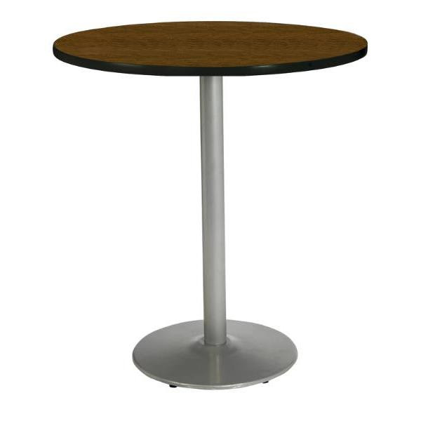 Kfi 42" Round Bistro Height Pedestal Table, Walnut Hpl Top, Round Base