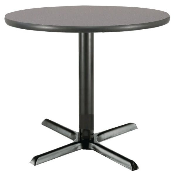 Kfi 42 Inch Round Pedestal Table Graphite Laminate Top, Cast Iron Base