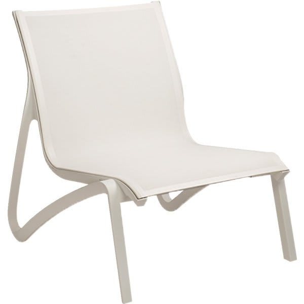 Grosfillex Sunset Lounge Chair, White Sling, Glacier White Frame Package Of 4