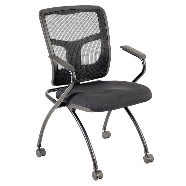 Lorell Ergonomic Black Mesh/Fabric Nesting Chair Case 0f 2