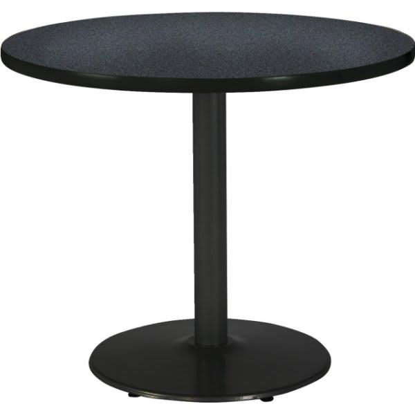Kfi 30" Round Pedestal Table With Graphite Nebula Top, Round Black Base