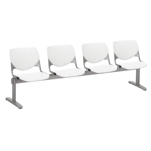 Kfi Seating Kool 4-Seat Reception Bench, White Seats & Backs