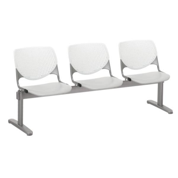Kfi Seating Kool 3-Seat Reception Bench, White Backs, Light Gray Seats