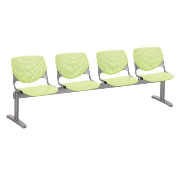 Kfi Seating Kool 4-Seat Reception Bench, Lime Green Seats & Backs