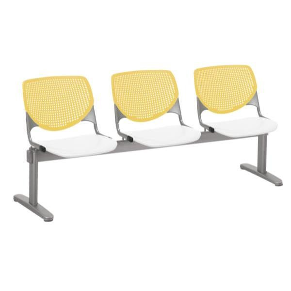 Kfi Seating Kool 3-Seat Reception Bench, Yellow Backs, White Seats