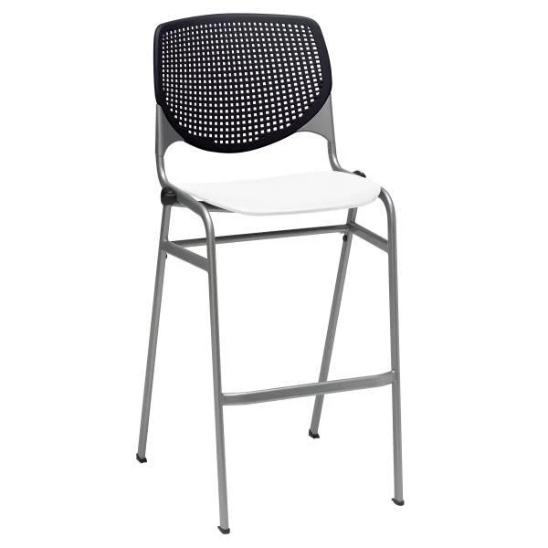Kfi Seating Kool Stack Barstool, Black Back, White Seat