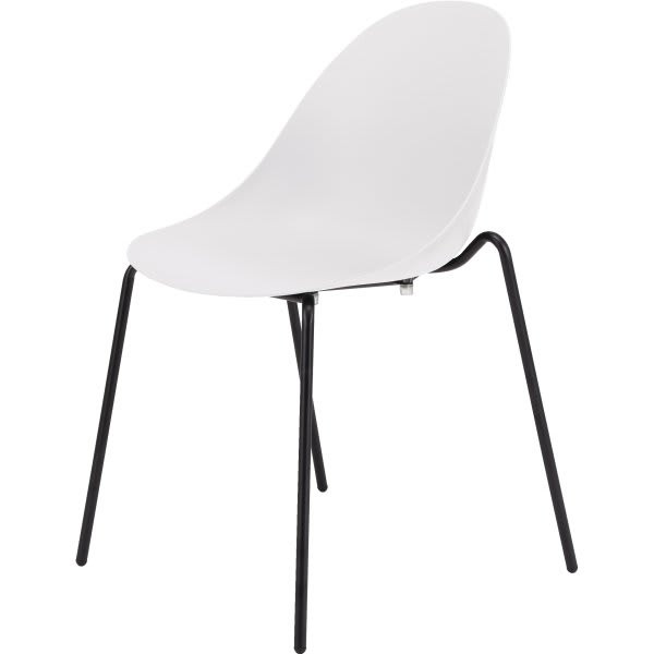 Dining Chair With White Poly Shell And Black Steel Frame, Case Of 4