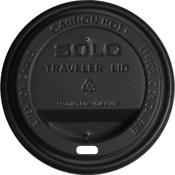 Traveler Cappuccino Style Dome Lid, Fits 10 Oz To 24 Oz Hot Cups, Plastic, Black, 100/Sleeve, 10 Sleeves/Carton