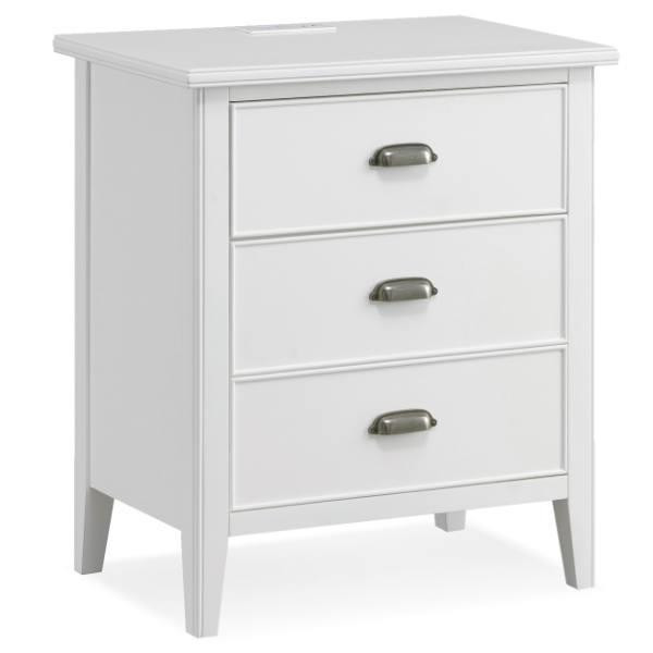 Leick Home Assembled Nightstand Cabinet Table With Ac/USB Outlet, Orchid White
