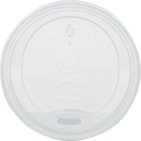 World Centric Hot Cup Lid, Fits 10 Oz To 20 Oz Cups, White, Case Of 1000