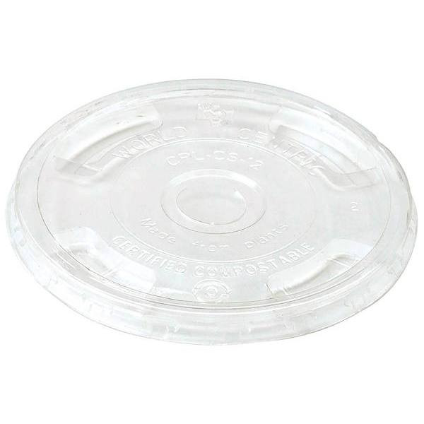 World Centric Ingeo Pla Clear Cold Cup Flat Lid,9 Oz To 24 Oz Cups, Case Of 1000