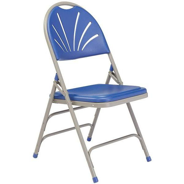 National Public Seating 1100 Series Triple Brace Folding Chair Blue Case Of 4