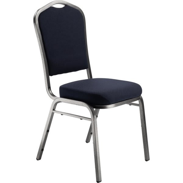 National Public Seating 9300 Series Fabric Stack Chair Midnight Blue/Silvervein