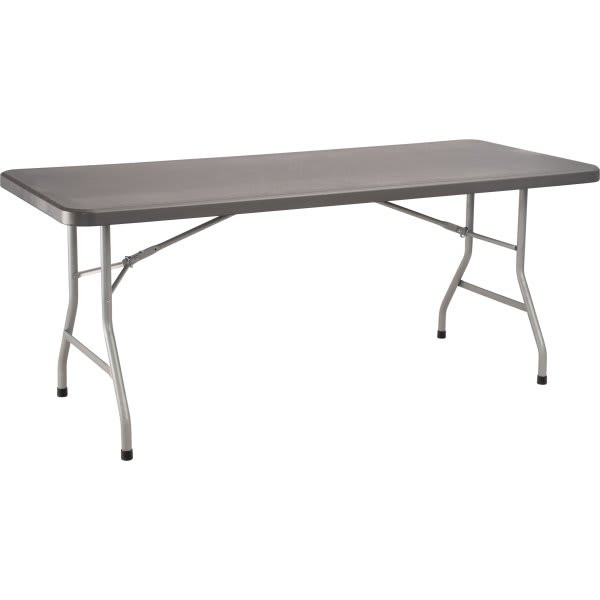 National Public Seating 30" X 72" Heavy Duty Folding Table Charcoal Slate