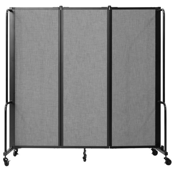 National Public Seating Room Divider 6' Height 3 Sections Grey