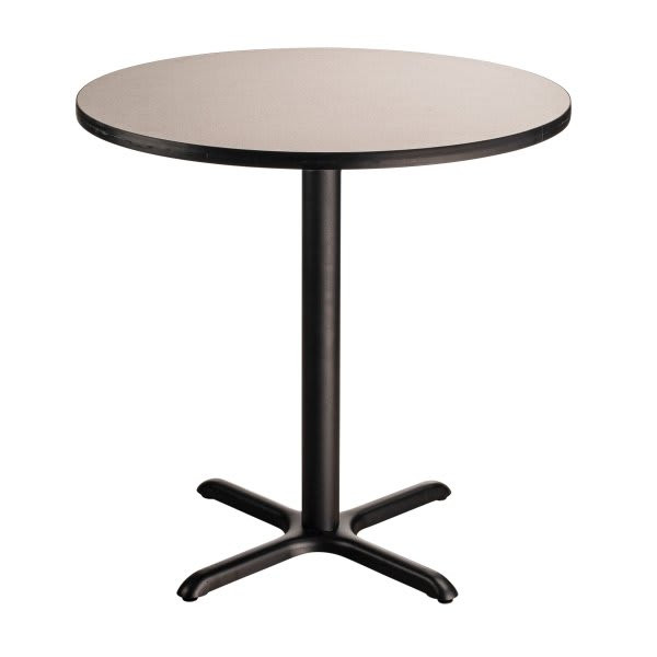 National Public Seating Cafe Table "X" Base 36" Height 36" Round Grey Nebulatop