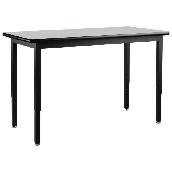 National Public Seating Adjustable Steel Table Black Frame 30x72 Grey Top