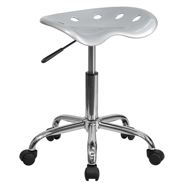 Flash Furniture Vibrant Silver Tractor Seat And Chrome Stool