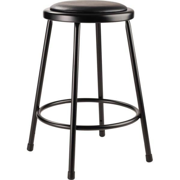 National Public Seating 24" Heavy Duty Vinyl Padded Steel Stool, Black
