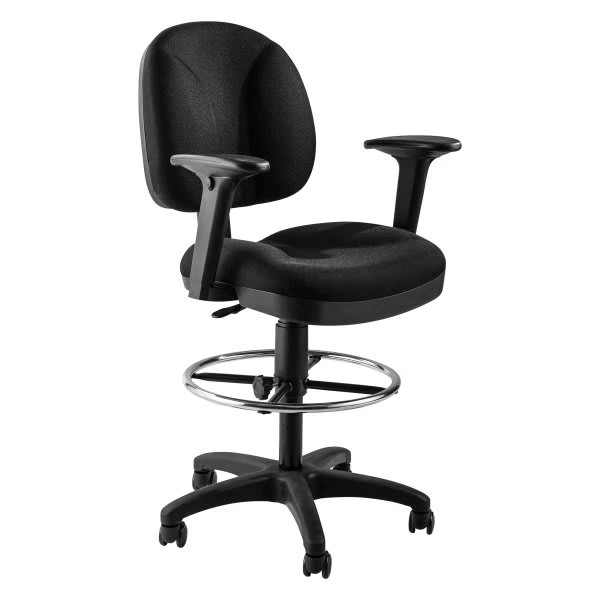 National Public Seating Comfort Task Stool With Arms, 24.5"-34.5" Height