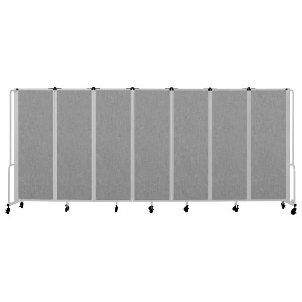 National Public Seating Room Divider, 6' Height, 7 Sections, Grey Panels