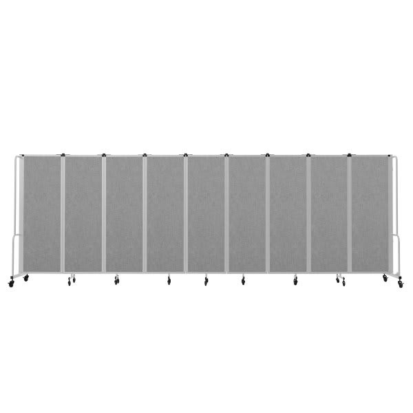 National Public Seating Room Divider, 6' Height, 9 Sections, Grey Panels