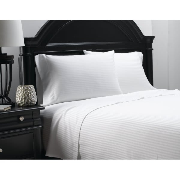 Martex Millennium T250 Stripe Flat Sheet Queen XL 95x125  White Case Of 12